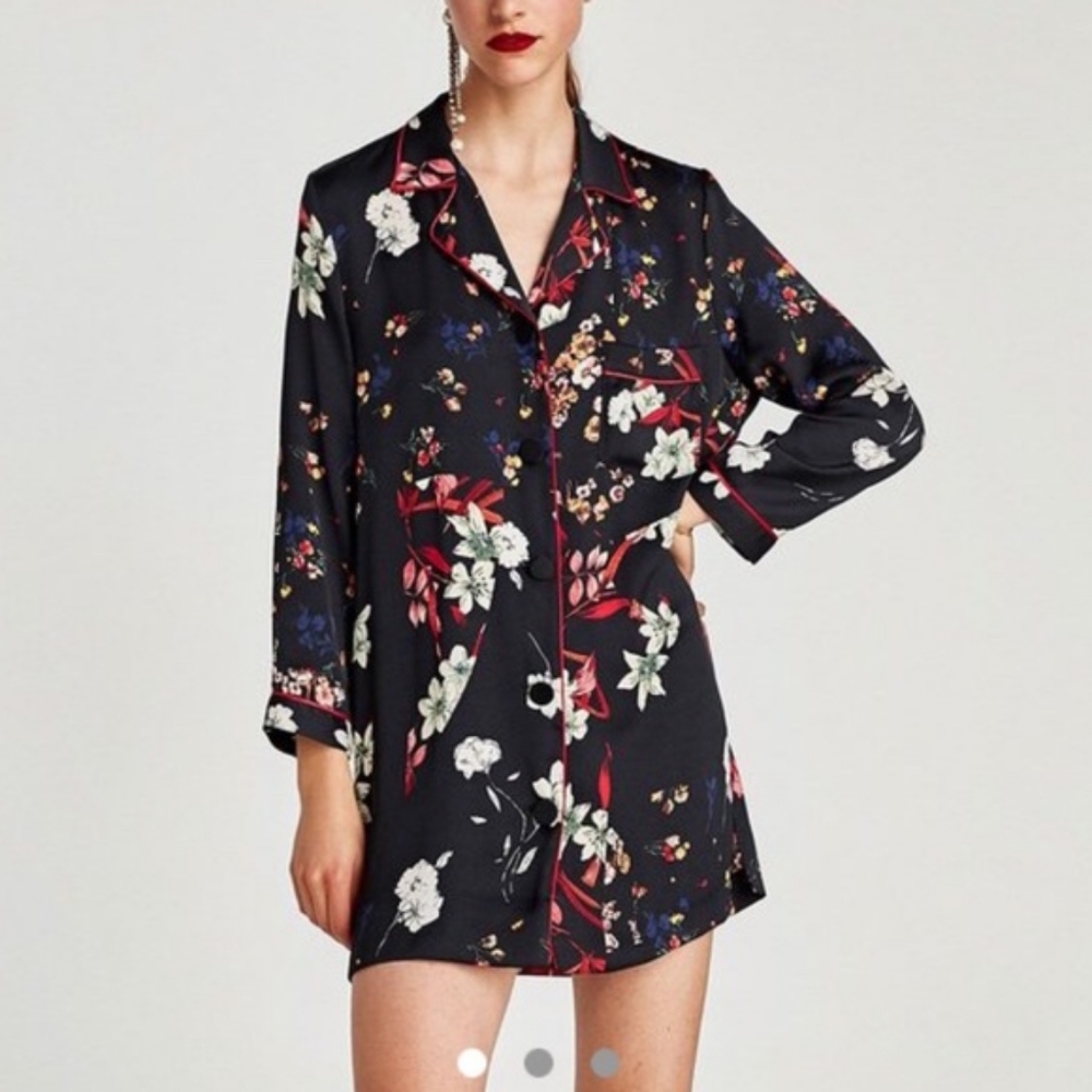 Zara Floral Pajama Top Dress